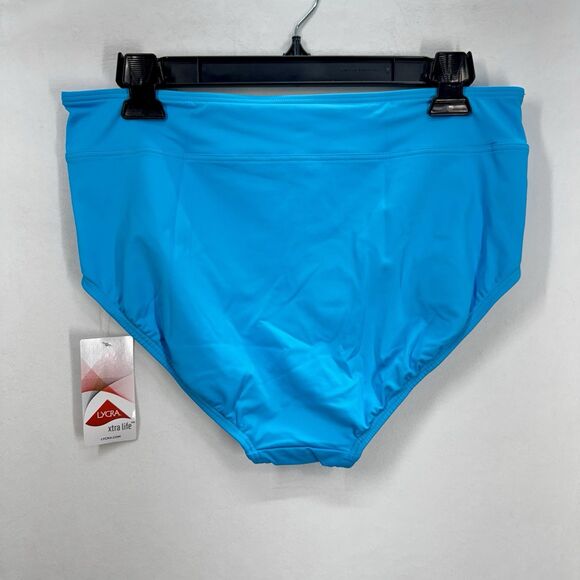 Lands End High Waisted Bikini Swim Bottoms Size 12 Turquoise Chlorine Resistant - Picture 4 of 9